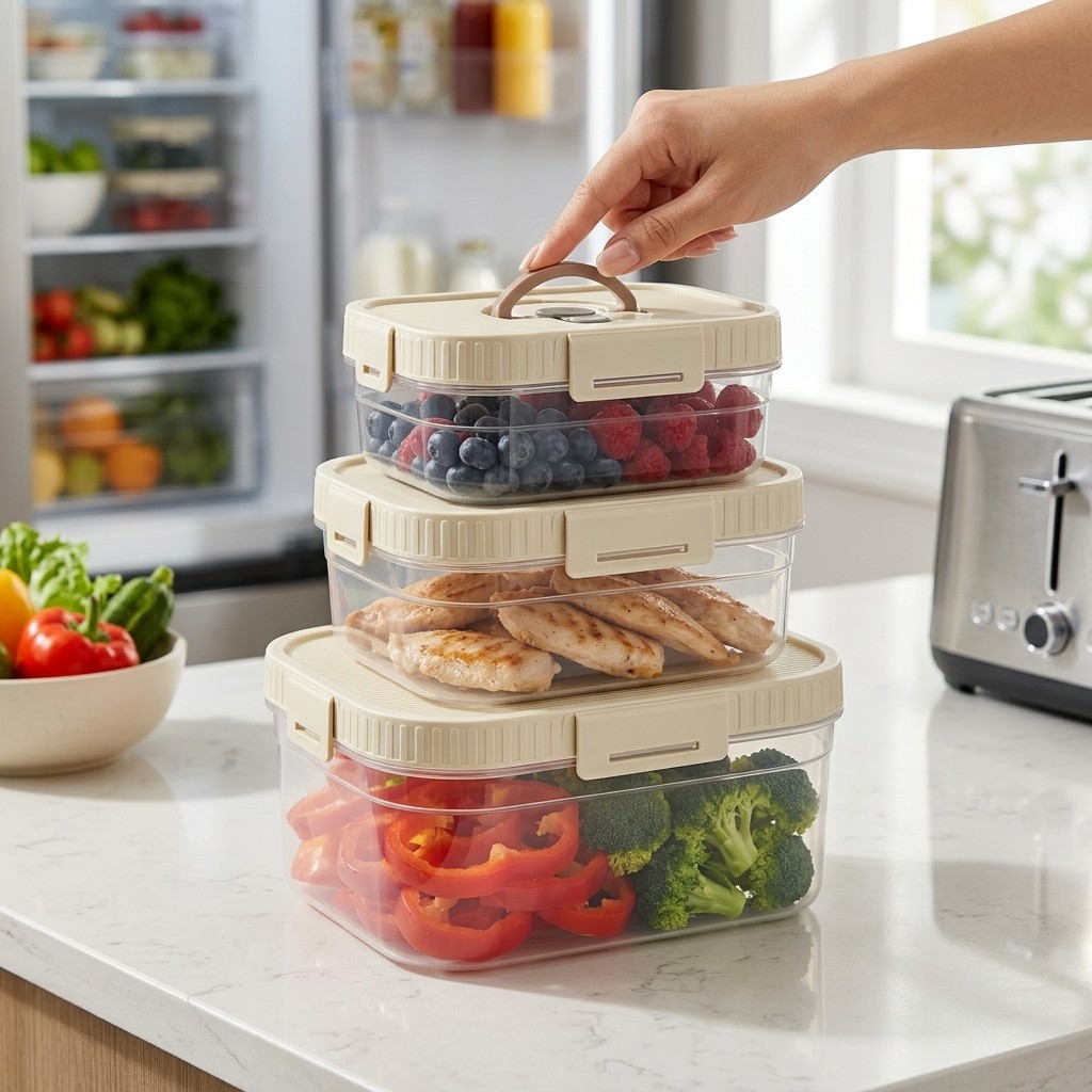 Food Storage Refrigerator - Stackable Food Storage Container With Handle