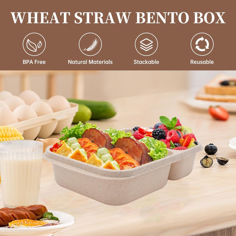 4 Pack Bento Lunch Box, 2 Comp - đánh giá và giá Food Storage With Compartments
