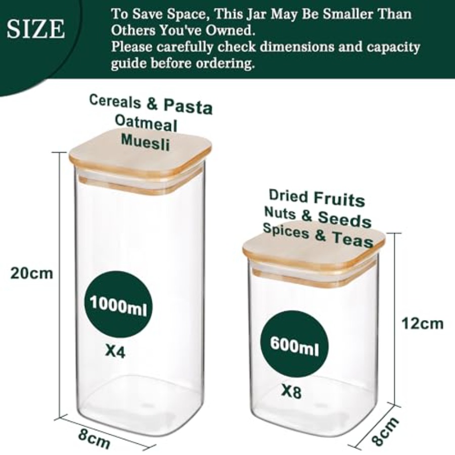12-Pack Square Glass Storage J - đánh giá và giá Food Storage Pantry